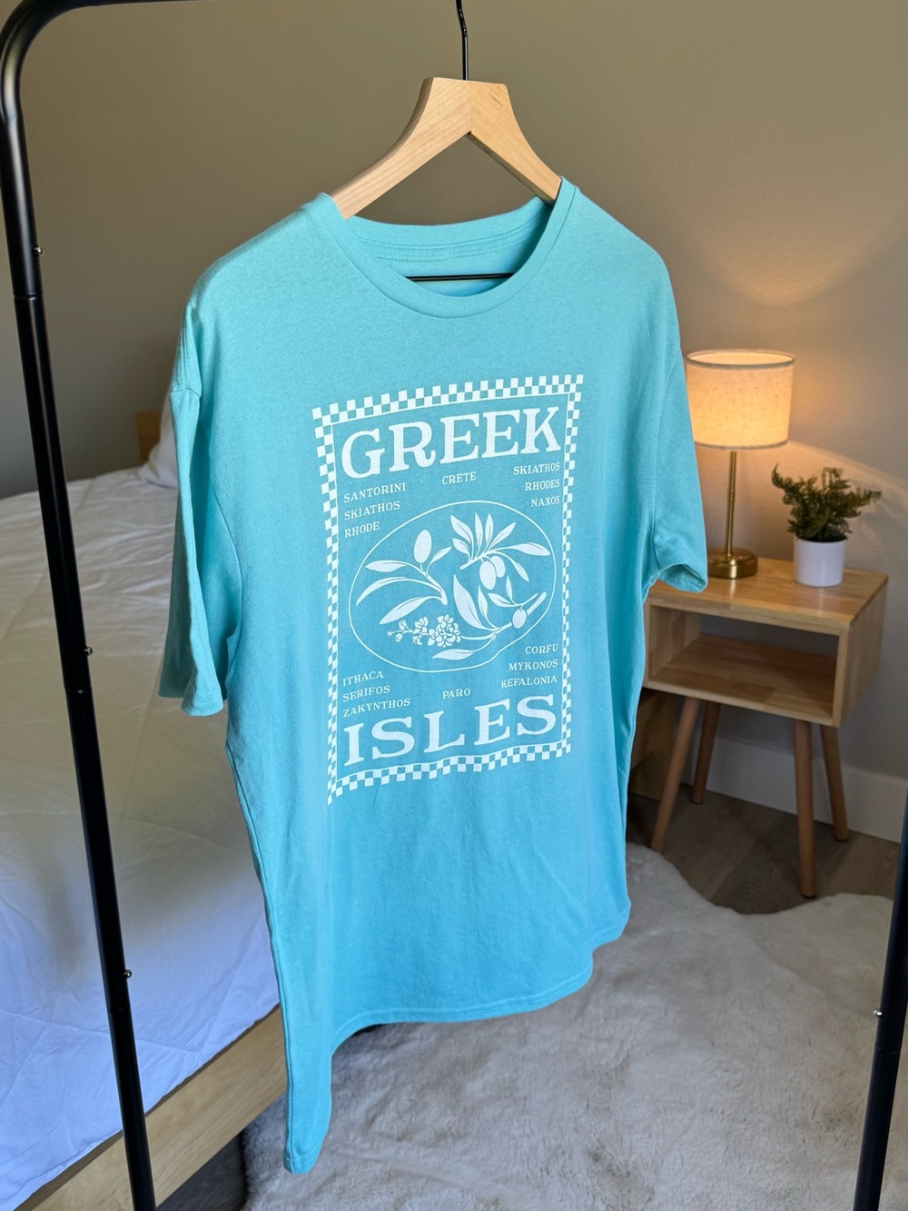 Greek Isles Graphic Tee in Aqua